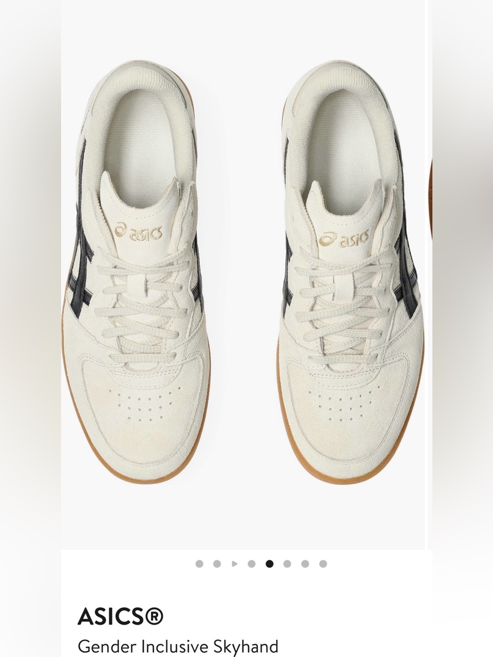 Asics Cream Suede Skyhand OG Sneakers with Black Stripes Women’s 9, Men’s 7.5 - Picture 10 of 11